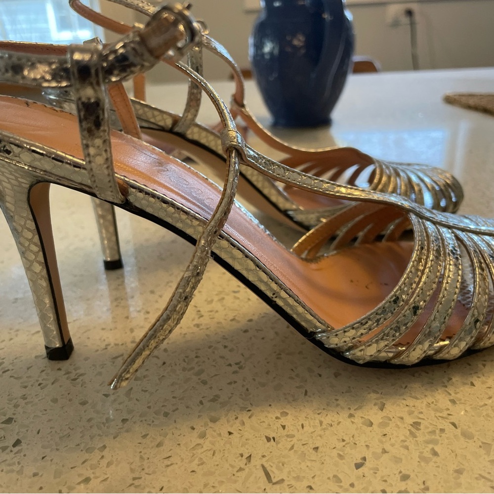 J.Crew Collection Rylie caged-toe heels in snake-embossed Italian leather